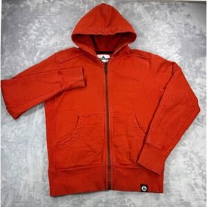 AMERICAN GIANT Classic Full Zip Hoodie Mens S Red Orange Heavyweight USA Boxy